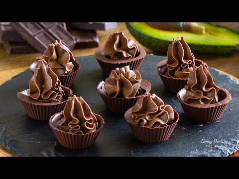Chocolate Mousse with Avocado in Chocolate Cups (Vegan, Paleo, Keto)