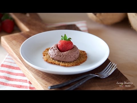 Coconut Tuiles with Fresh Strawberries and Dairy-free Chocolate Whipping Cream (Paleo)
