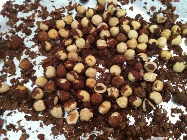 close up of a pile of hazelnuts for making homemade hazelnut butter