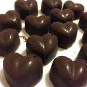 close up of heart shaped homemade paleo chocolates