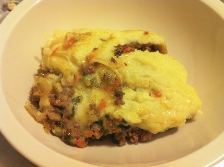 bowl filled with homemade shepherds pie
