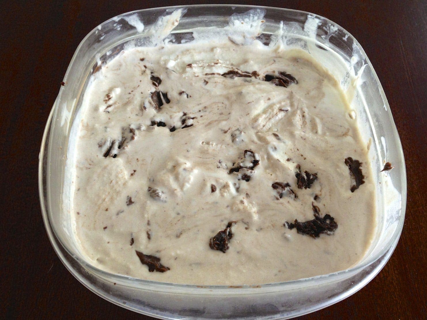 plastic dish of paleo chocolate fudge swirl ice cream