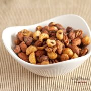 bowl of mixed nuts used in making cacao nut cluster