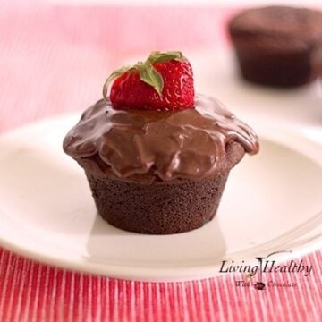 chocolate strawberry cupcake with chocolate ganache and fresh strawberry on top