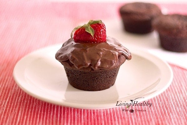 chocolate strawberry cupcake with chocolate ganache and fresh strawberry on top