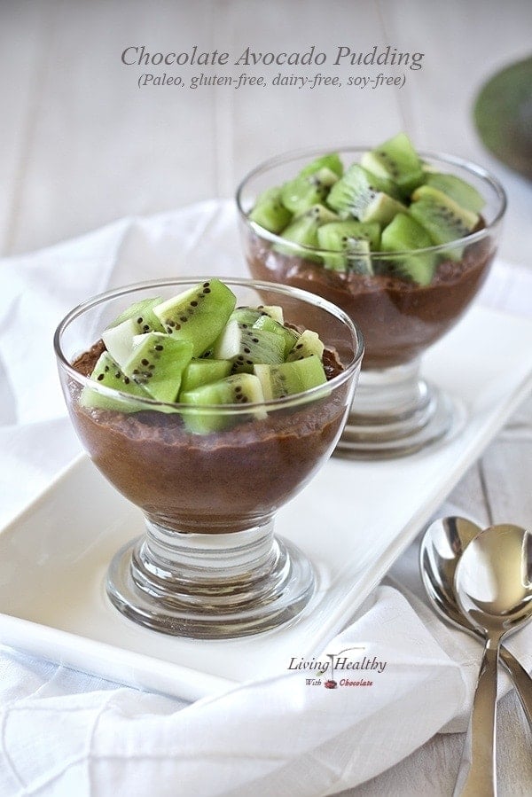 Chocolate Avocado Pudding Recipe (Paleo, gluten-free, dairy-free, soy-free) by #LivingHealthyWithChocolate