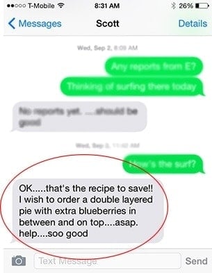 Text message from neighbor saying the cake tastes amazing