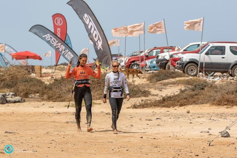 Adriana Harlan and Moona Whyte Kitesurfing World Tour event, Cabo Verde.