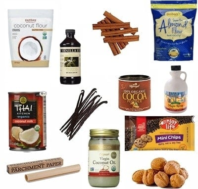 products including chocolate, coconut oil, coconut milk, vanilla beans, maple syrup