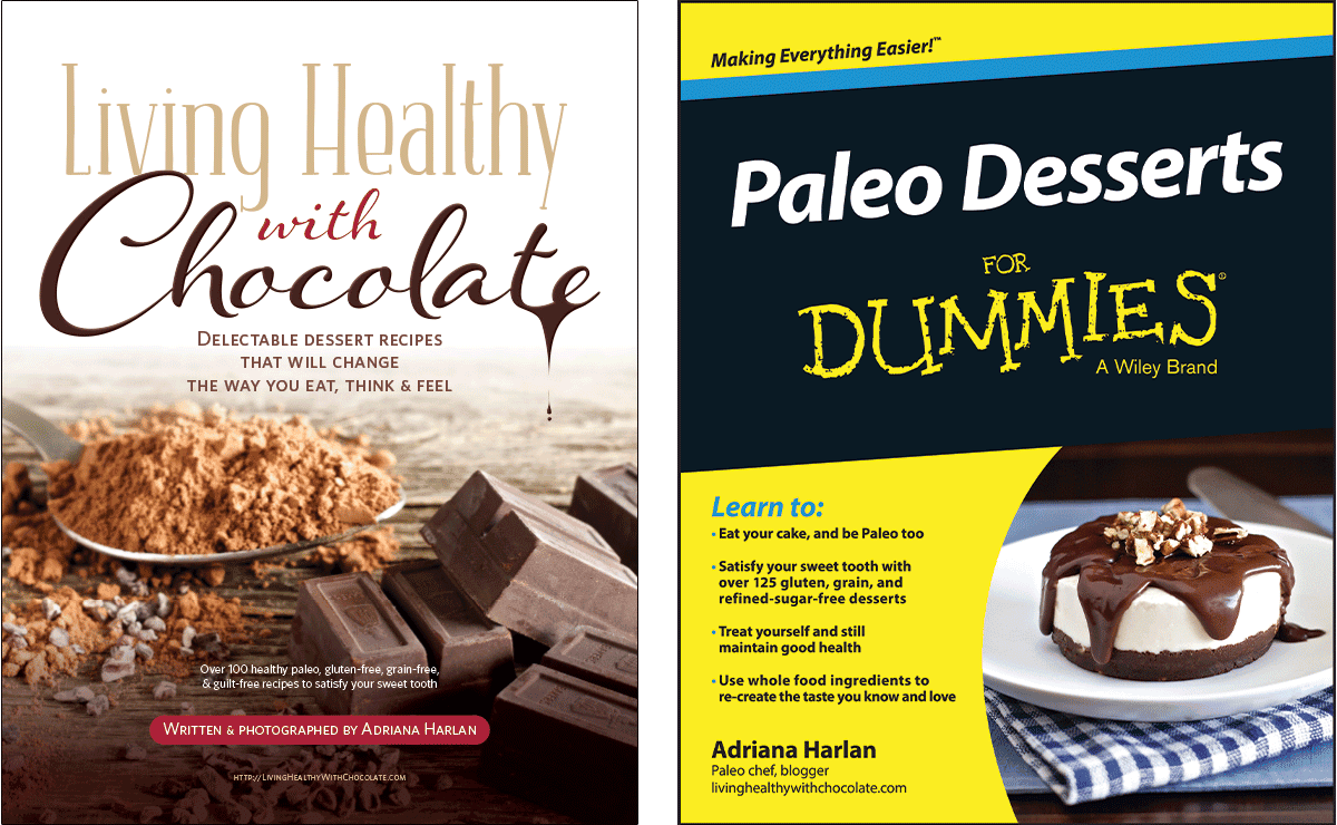 cover of cookbooks by Living Healthy With Chocolate and Paleo Desserts for Dummies